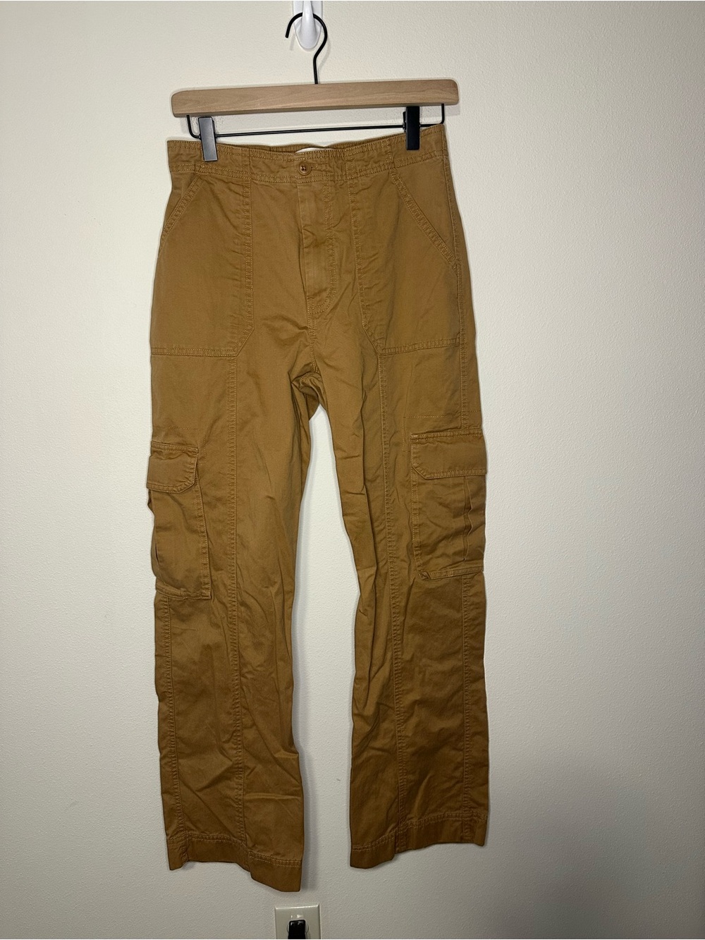 Abercrombie and Fitch baggy cargo utility pants tan brown size 27 or 4 Y2K style - Picture 2 of 8